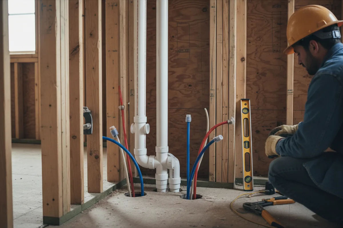 Drain and supply rough-in during Leak Detection in Coweta