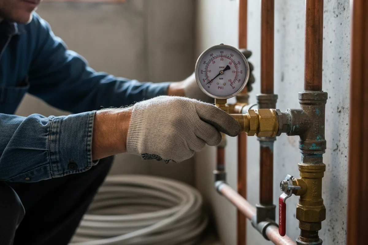 Pressure testing a repaired line during Water Line Repair in Coweta